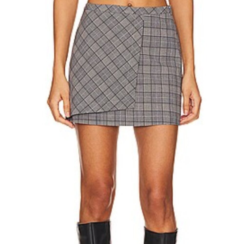 Ganni check mix mini skirt NEW